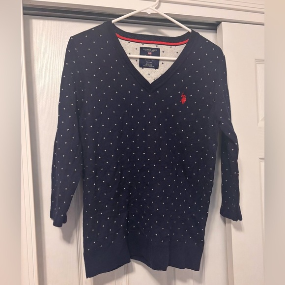 Vintage U.S. Polo Assn. Navy Blue V-Neck Pullover Sweater - Kids L - Picture 1 of 5